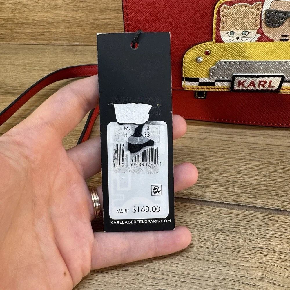 Karl Lagerfeld Red Crossbody Purse with Chain • Brand New • NYC Taxi with cat!‎ - Picture 4 of 13